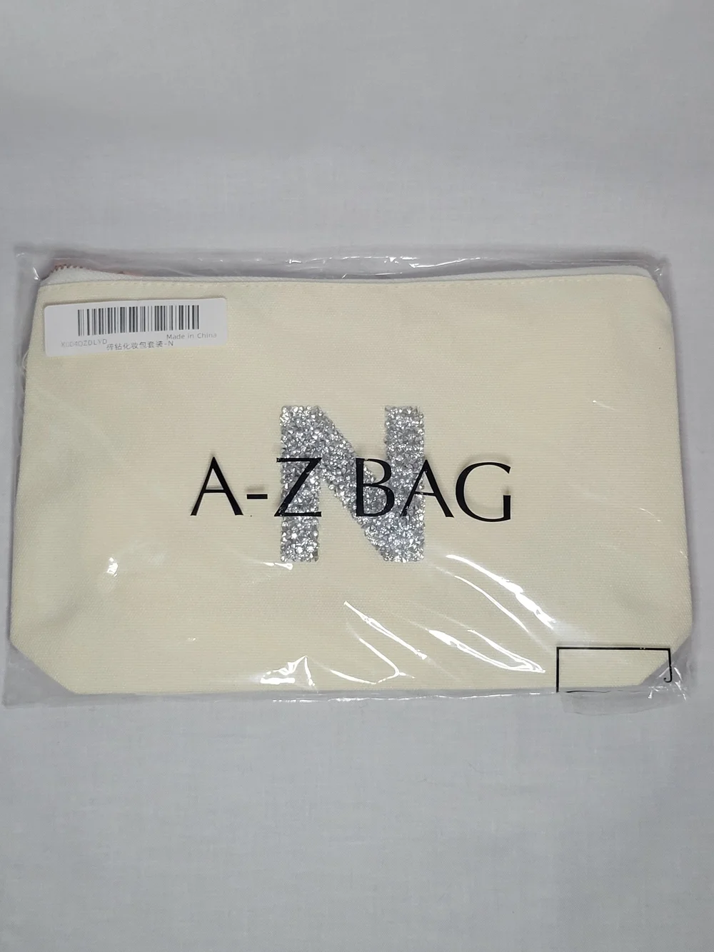 Cream Canvas Pouch Set with Silver Glitter 'N' Accent